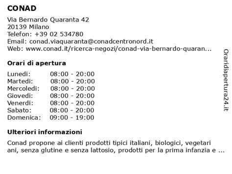 ᐅ Orari di apertura „CONAD“ 